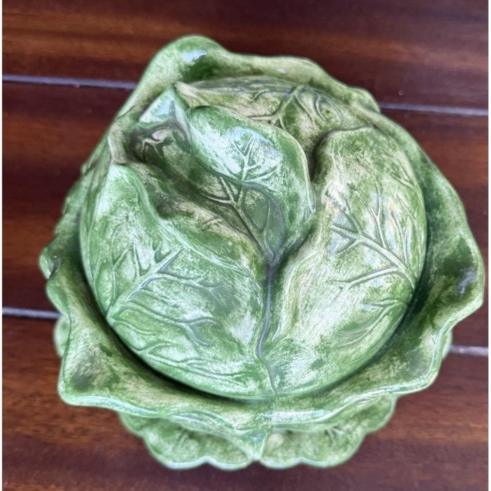 Holland Mold Vintage Green Cabbage Soup Tureen Lid Underplate 3 Piece Set